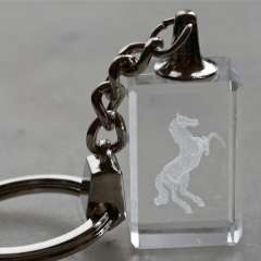 Porte-clefs cristal cheval cabré 3D 